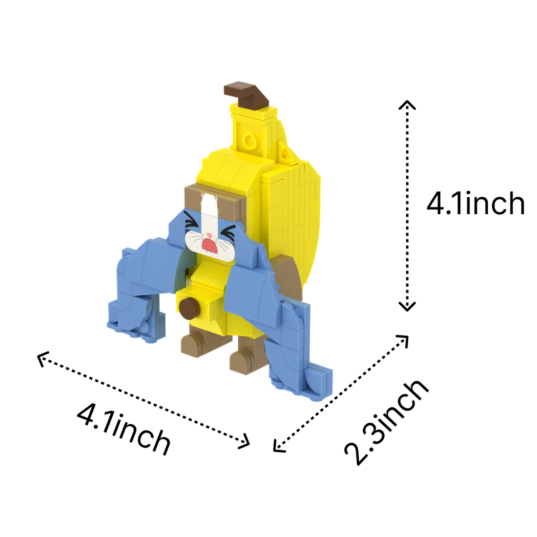 Crying Banana Cat brick art collectible, size guide