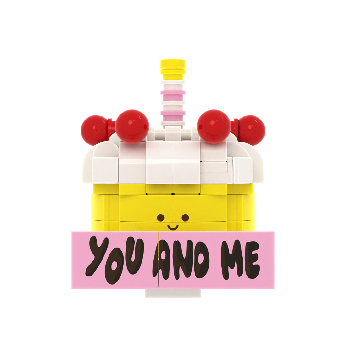 Cute Cartoon Cake brick scene accessory, left-side view