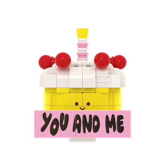 Cute Cartoon Cake brick scene accessory, left-side view