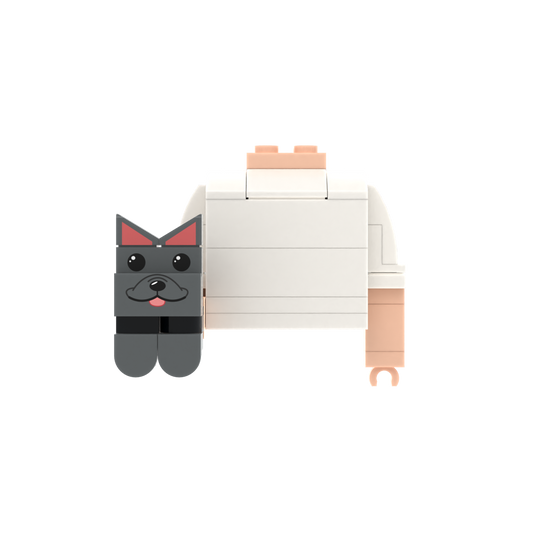 Dark Gray Pointy-Eared Whiskered Cat brick figure accessory, main product view