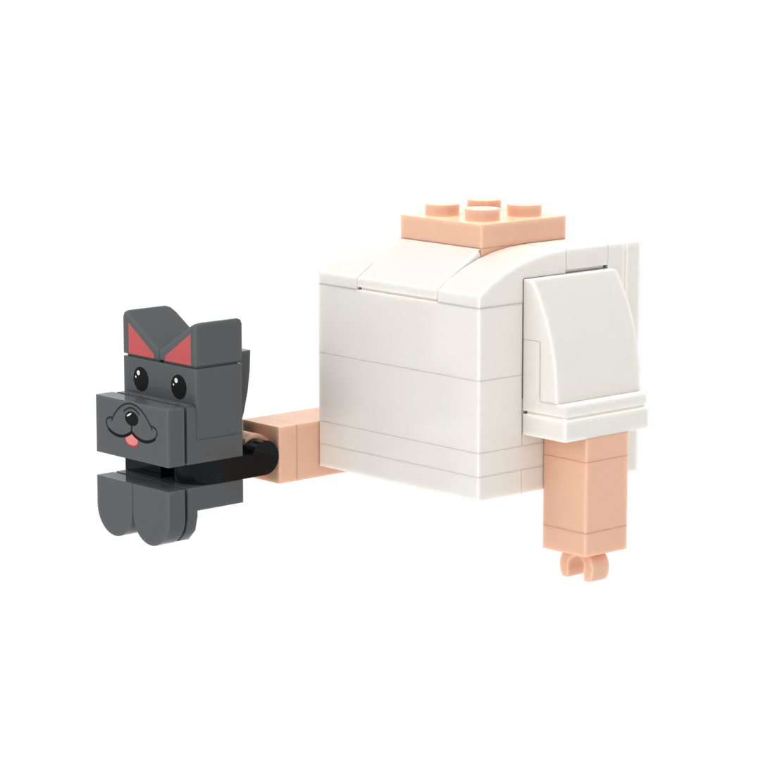 Dark Gray Pointy-Eared Whiskered Cat brick figure accessory, right-side view