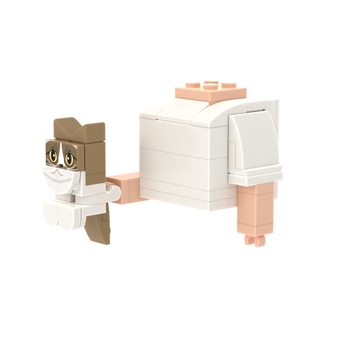 Dark Tan Cat brick figure accessory, right-side view