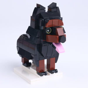Doberman dog brick figure, left-side view