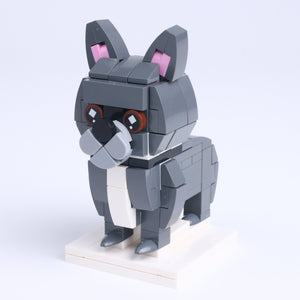 French Bulldog dog brick figure, right-side view