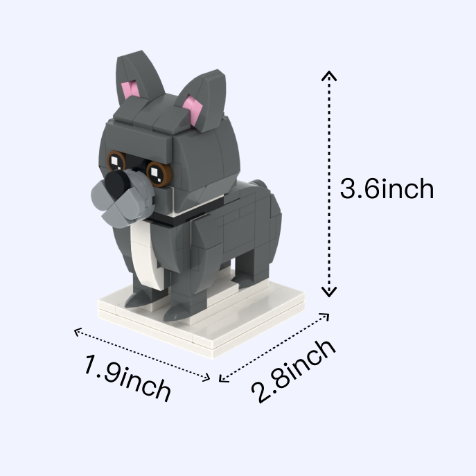 French Bulldog dog brick figure, size guide