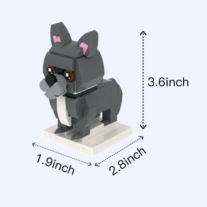 French Bulldog dog brick figure, size guide
