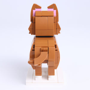 Golden Retriever dog brick figure, back view