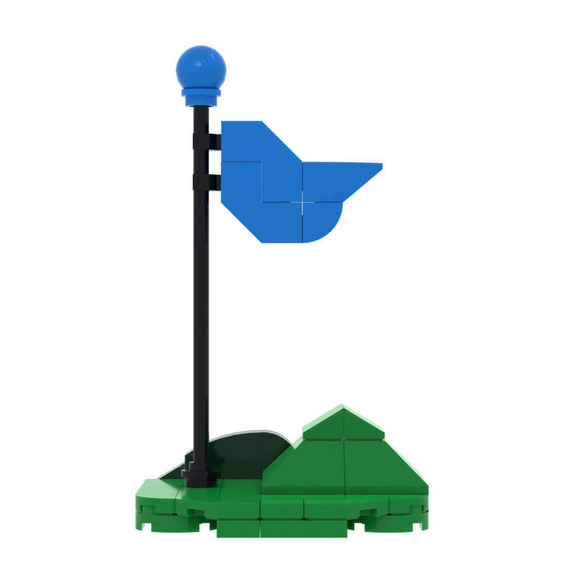 Golf Hole Flag brick scene accessory, left-side view