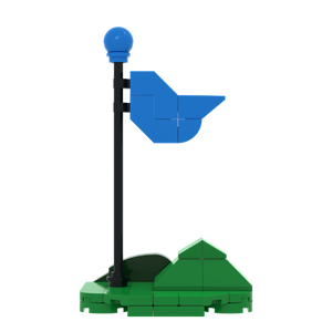 Golf Hole Flag brick scene accessory, left-side view