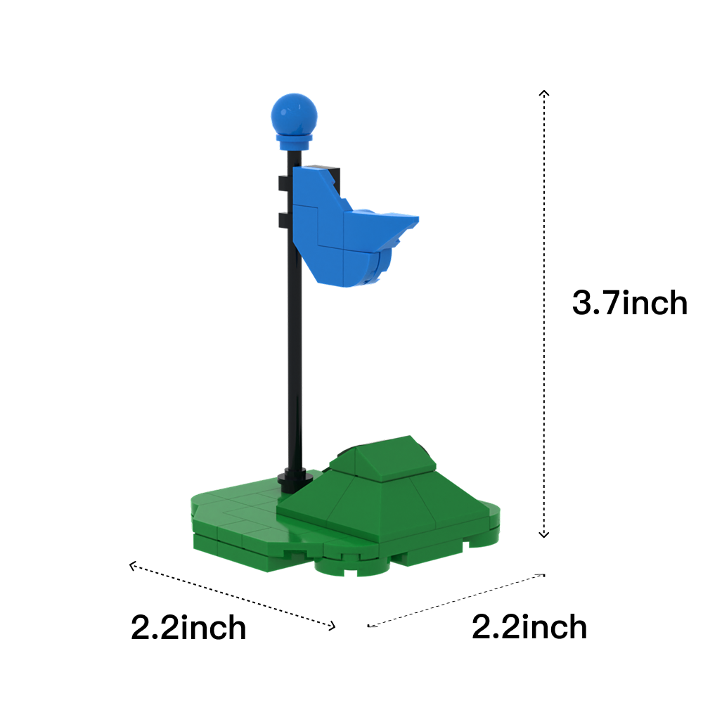 Golf Hole Flag brick scene accessory, size guide