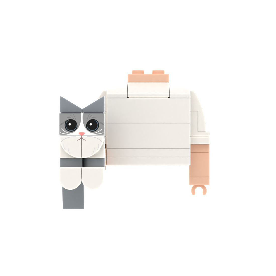 Gray-White Cat brick figure accessory, main product view