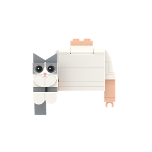 Gray-White Cat brick figure accessory, main product view