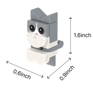 Gray-White Cat brick figure accessory, size guide
