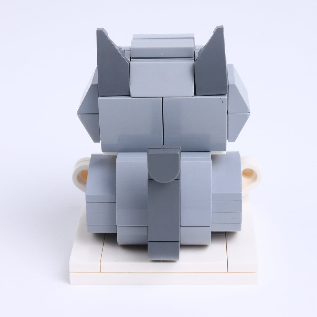 Gray White Cat Design 1 cat brick figure, back view