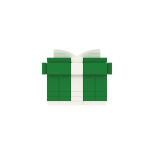 Green Gift Box brick scene accessory, left-side view