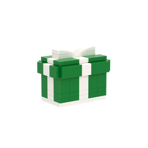 Green Gift Box brick scene accessory, right-side view