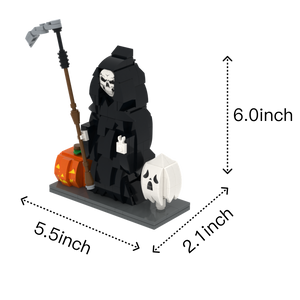 Grim Smiling Reaper custom brick figure, size guide