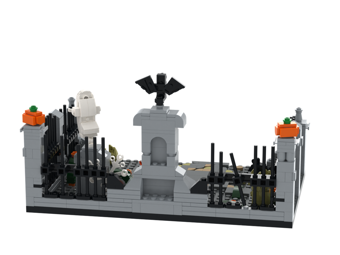 Halloween · Cemetery brick scene, back view