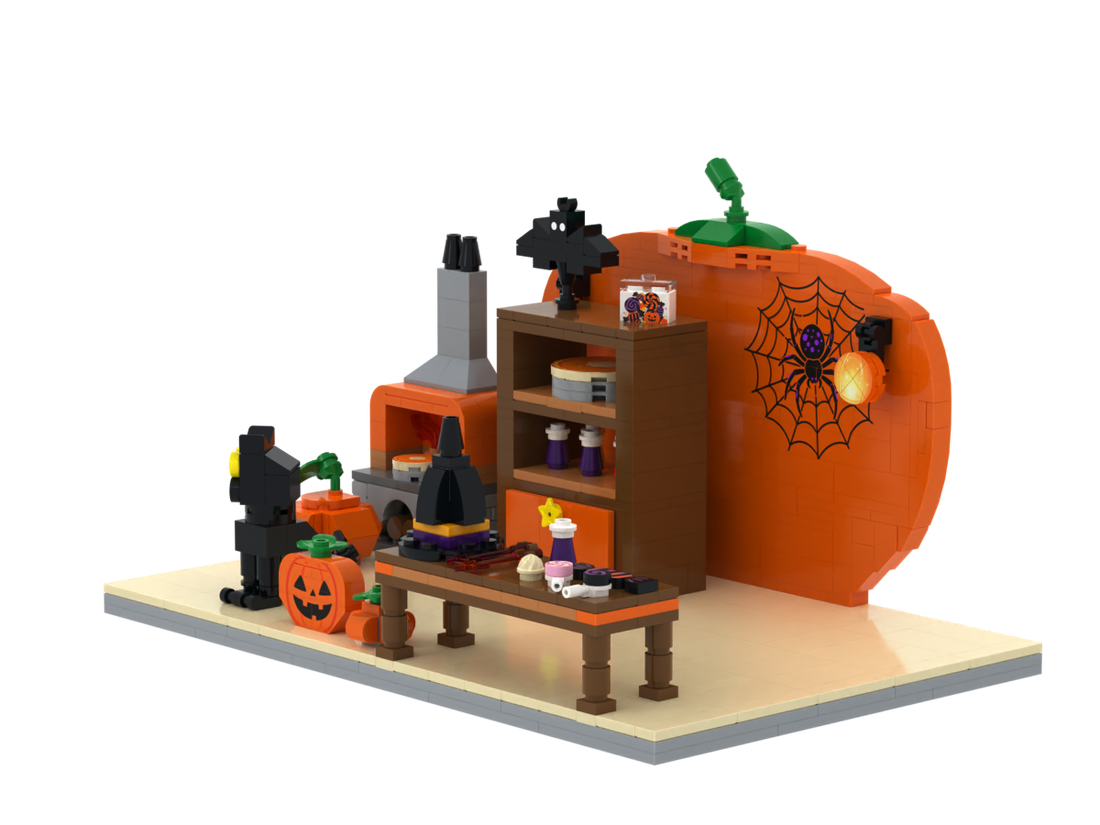 Halloween · Pumpkin House brick scene, right view