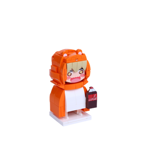 Hamster-Hooded Homebody custom brick figure, left-side view