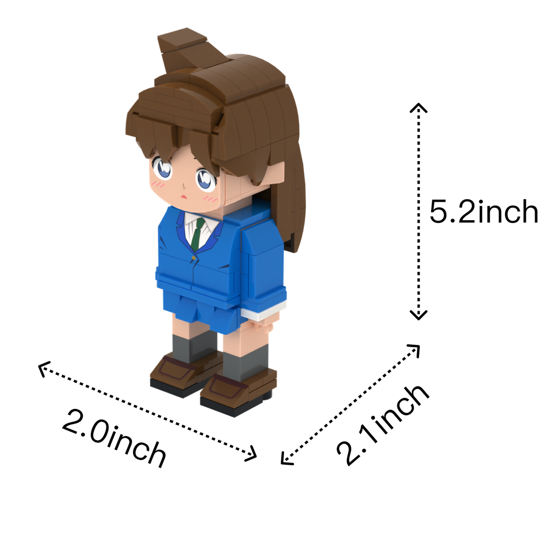Karate Schoolgirl custom brick figure, size guide