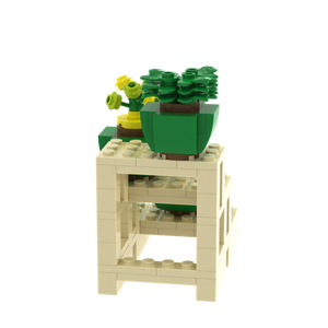 Multi-tier Plant Stand with Potted Flowers brick scene accessory, detail view 1