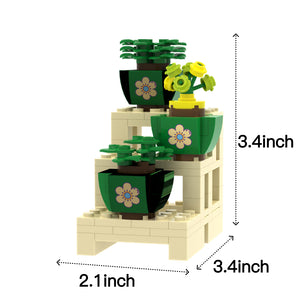 Multi-tier Plant Stand with Potted Flowers brick scene accessory, size guide