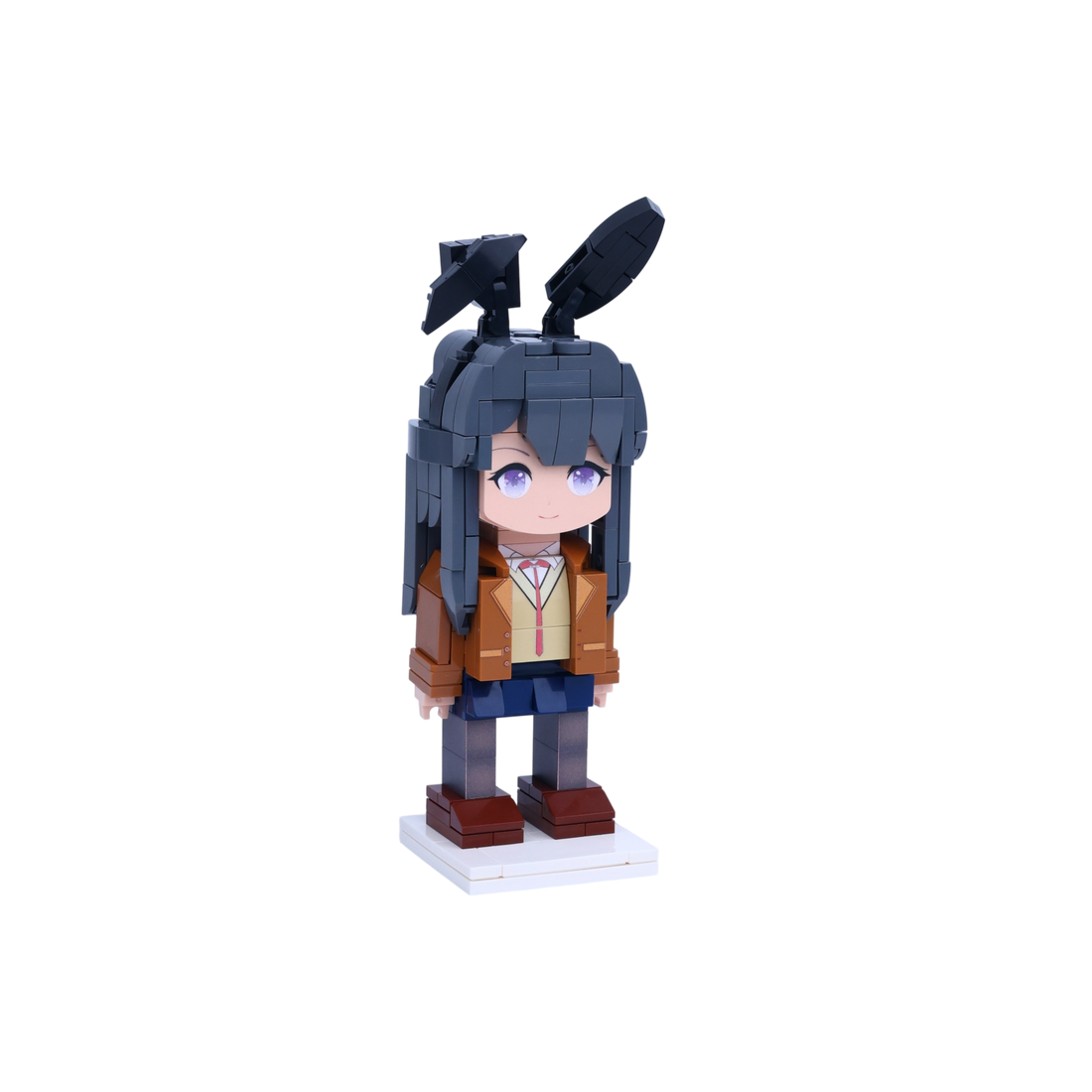 Mystery Bunny Performer custom brick figure, left-side view