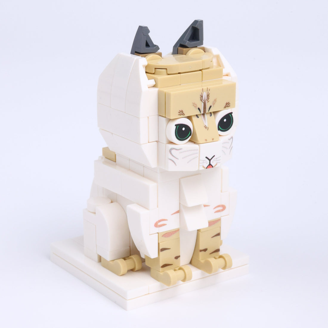 Orange White Cat Design 1 cat brick figure, left-side view