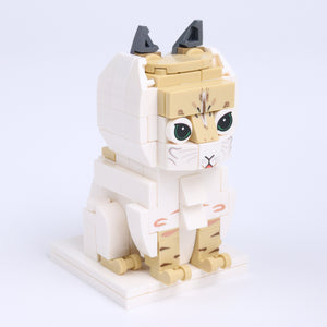 Orange White Cat Design 1 cat brick figure, left-side view