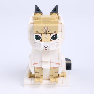 Orange White Cat Design 1 cat brick figure, main product view