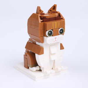 Orange White Cat Design 2 cat brick figure, left-side view