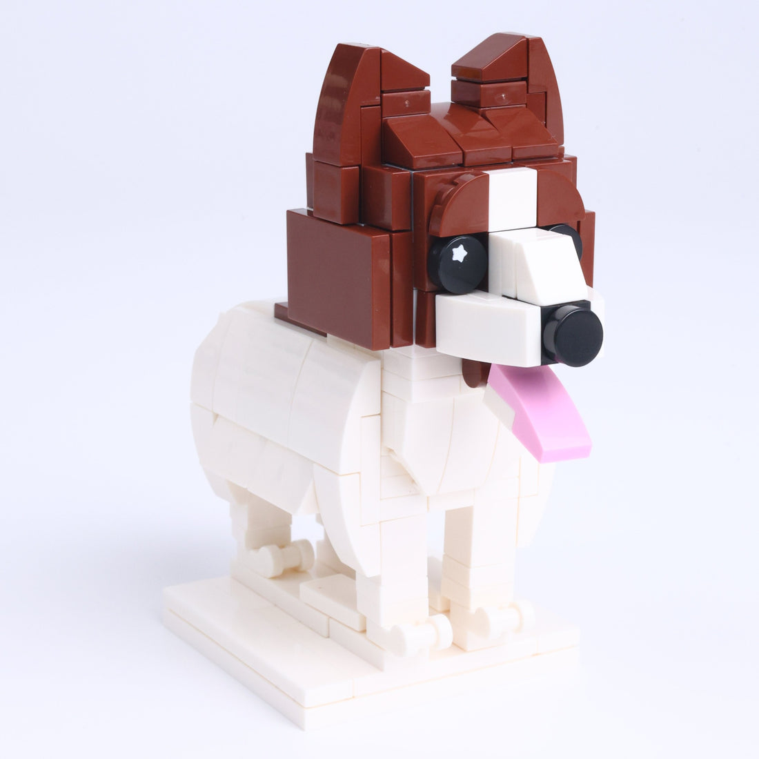 Papillon dog brick figure, left-side view