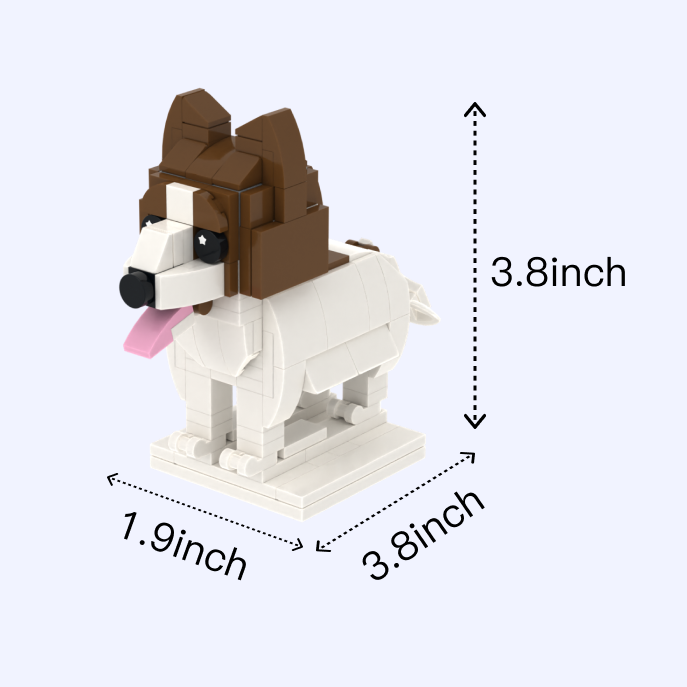 Papillon dog brick figure, size guide