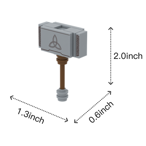 Patterned War Hammer brick figure accessory, size guide