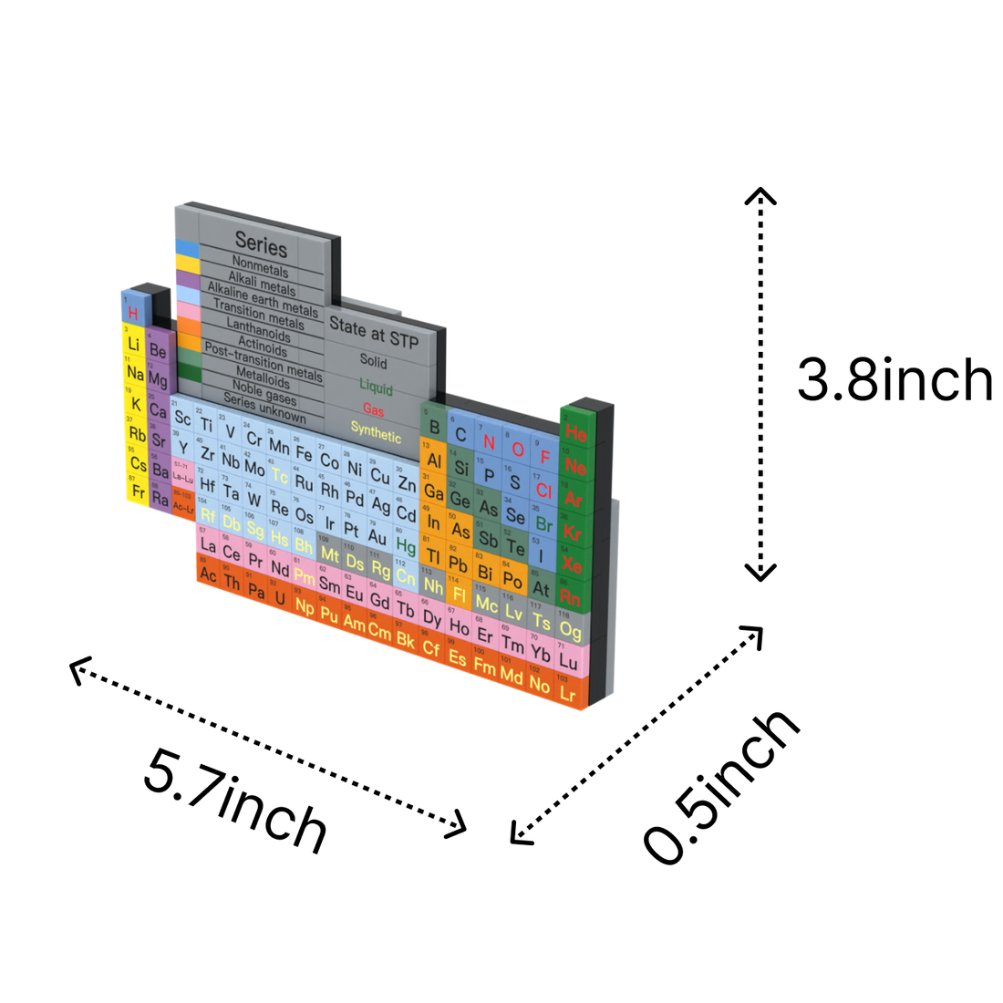 Periodic Table brick art collectible, size guide