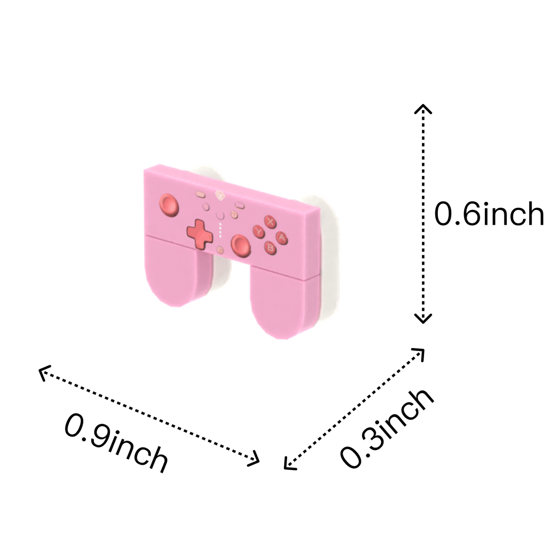 Pink Game Controller brick figure accessory, size guide