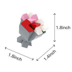 Pink Red & White Flower brick figure accessory, size guide