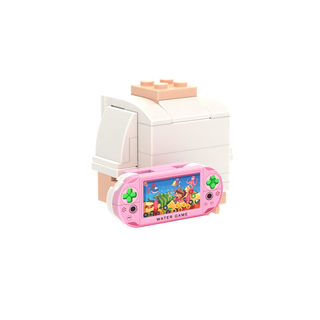 Pink Water Game brick figure accessory, left-side view
