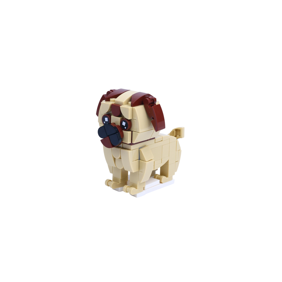 Pug dog brick figure, right-side view