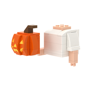 Pumpkin Lantern brick figure accessory, right-side view