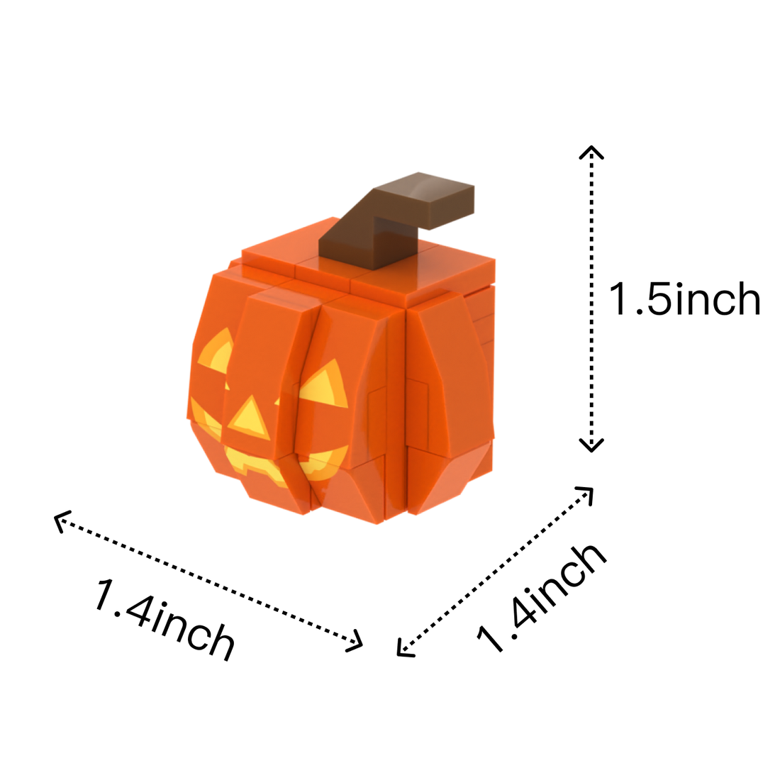Pumpkin Lantern brick figure accessory, size guide