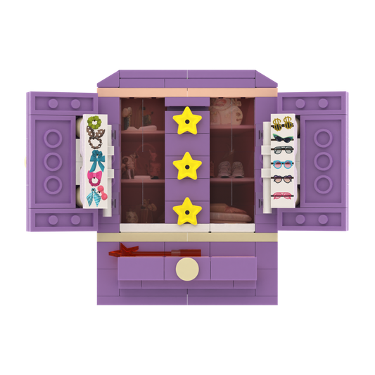 Purple Double-door Storage Cabinet brick scene accessory, left-side view