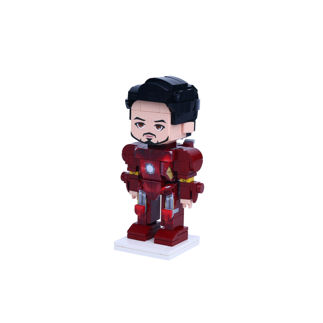 Red-and-Gold Armor Hero custom brick figure, right-side view