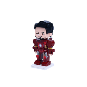 Red-and-Gold Armor Hero custom brick figure, right-side view