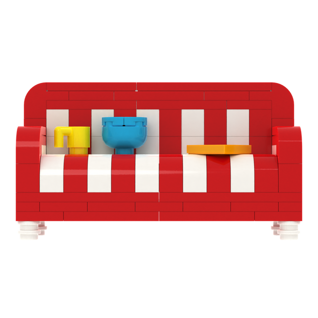 Red-and-White Striped Sofa