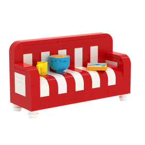 Red-and-White Striped Sofa brick scene accessory, right-side view