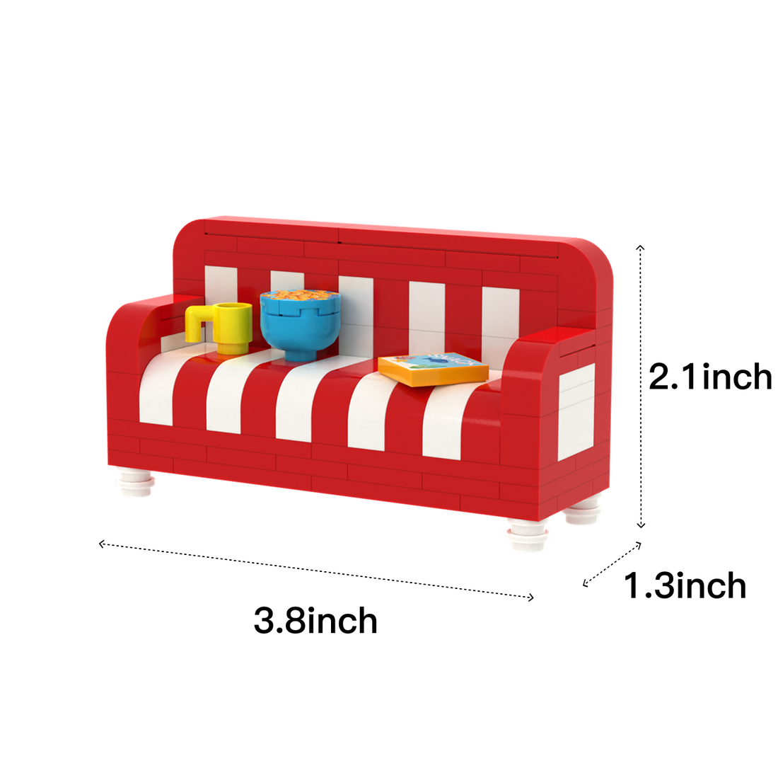 Red-and-White Striped Sofa brick scene accessory, size guide