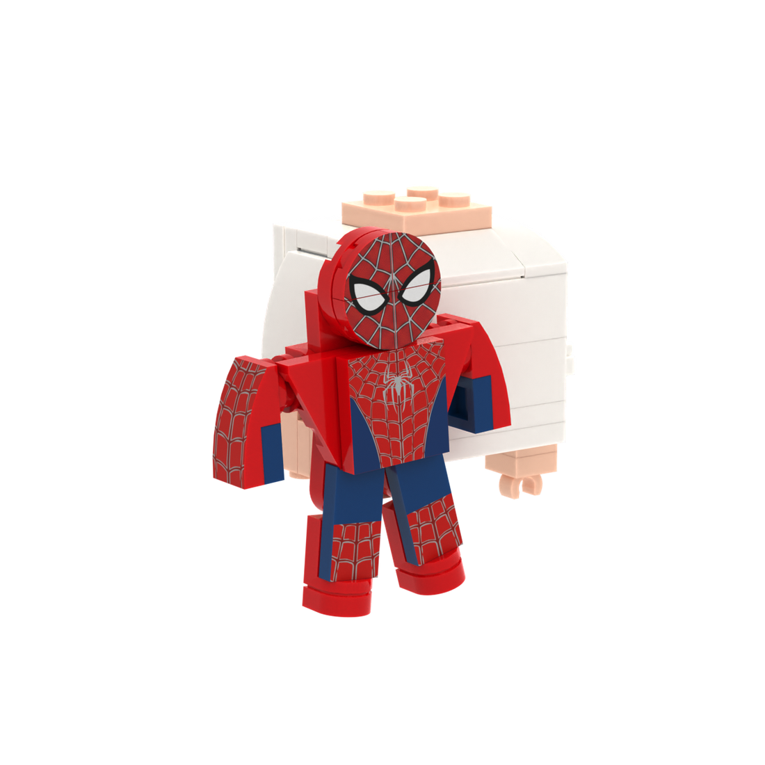 Red-Blue Web Pattern Figure brick figure accessory, left-side view