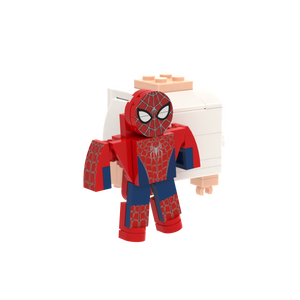 Red-Blue Web Pattern Figure brick figure accessory, left-side view